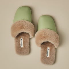 Women's Black Cotton Slippers Winter Velvet Thermal Non-slip Indoor