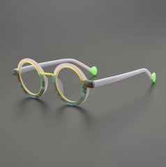 Retro And Versatile Color-blocked Round Glasses Frame