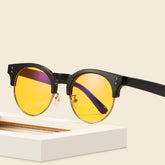 New flat mirror glasses unisex frame retro wood grain flat mirror