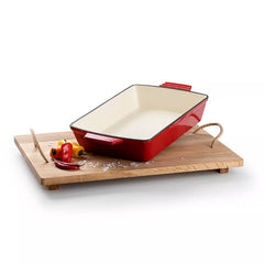 Cast Iron Enameled Uncoated Rectangular Baking Pan With Two Handles