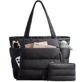 Womens Quilted Tote Bag With Multiple Compartments