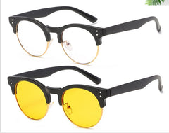 New flat mirror glasses unisex frame retro wood grain flat mirror