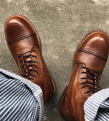 American Retro Leather Desert Boots Viscose Martin Boots