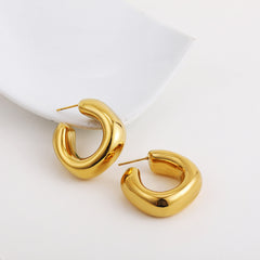 18K Gold-tone Stainless Steel Irregular Niche-design Luxury Earrings