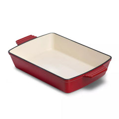 Cast Iron Enameled Uncoated Rectangular Baking Pan With Two Handles