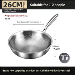 Titanium Alloy Household Flat-bottom Wok