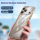 Applicable 17 Metal Frame Phone Case Magnetic Suction Spring Fastener Transparent Eagle Eye Lens Protective Cover