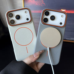 Applicable To 17Promax Phone Case Magnetic Ring Litchi Pattern 1615