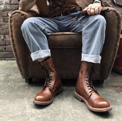 American Retro Leather Desert Boots Viscose Martin Boots