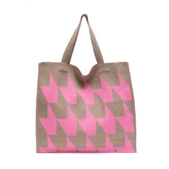 Knitted Womens Handbag With Patchwork Yarn