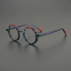 Retro And Versatile Color-blocked Round Glasses Frame