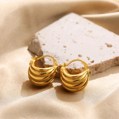 18K Gold-tone Stainless Steel Irregular Niche-design Luxury Earrings