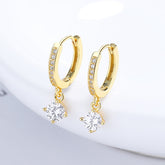 925 Sterling Silver Four-claw Gang Drill Earrings For Women