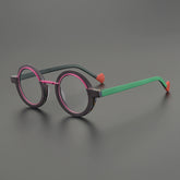 Retro And Versatile Color-blocked Round Glasses Frame
