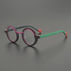 Retro And Versatile Color-blocked Round Glasses Frame
