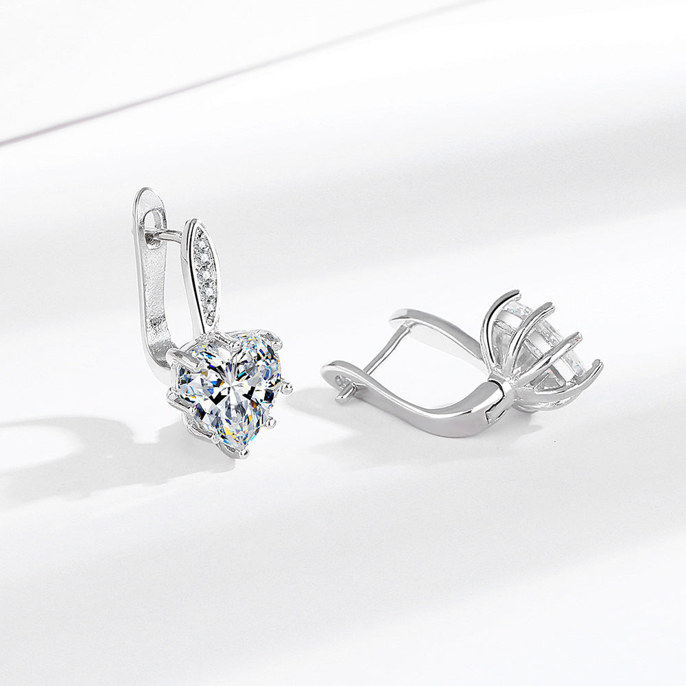 All-matching Fashion Multicolor Heart-shaped Zircon Earrings