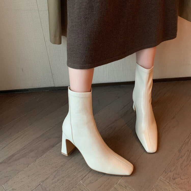 Cowhide French Style High Heel Boots Women