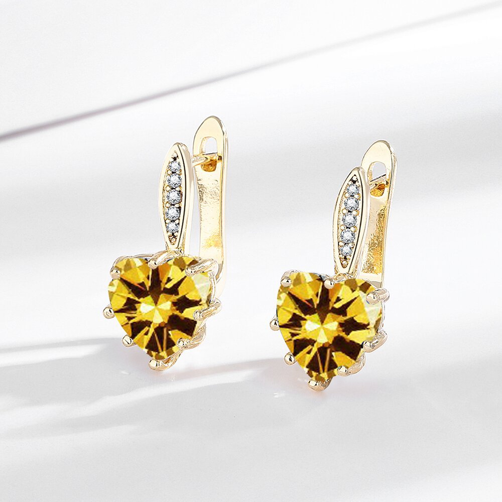 All-matching Fashion Multicolor Heart-shaped Zircon Earrings