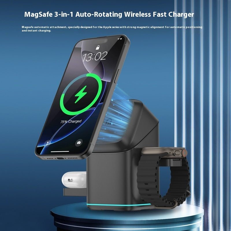 Three-in-one Electric Mobile Phone Magnetic Wireless Charging Stand
