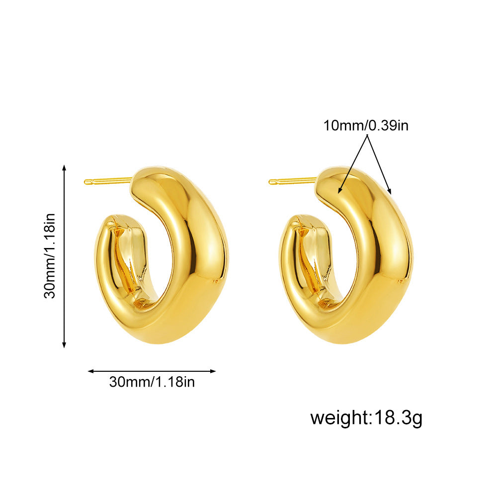 18K Gold-tone Stainless Steel Irregular Niche-design Luxury Earrings