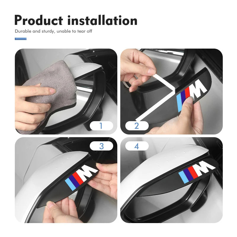 2pcs Car Sun Visor Rearview Mirror Rain Eyebrow Shield Sticker