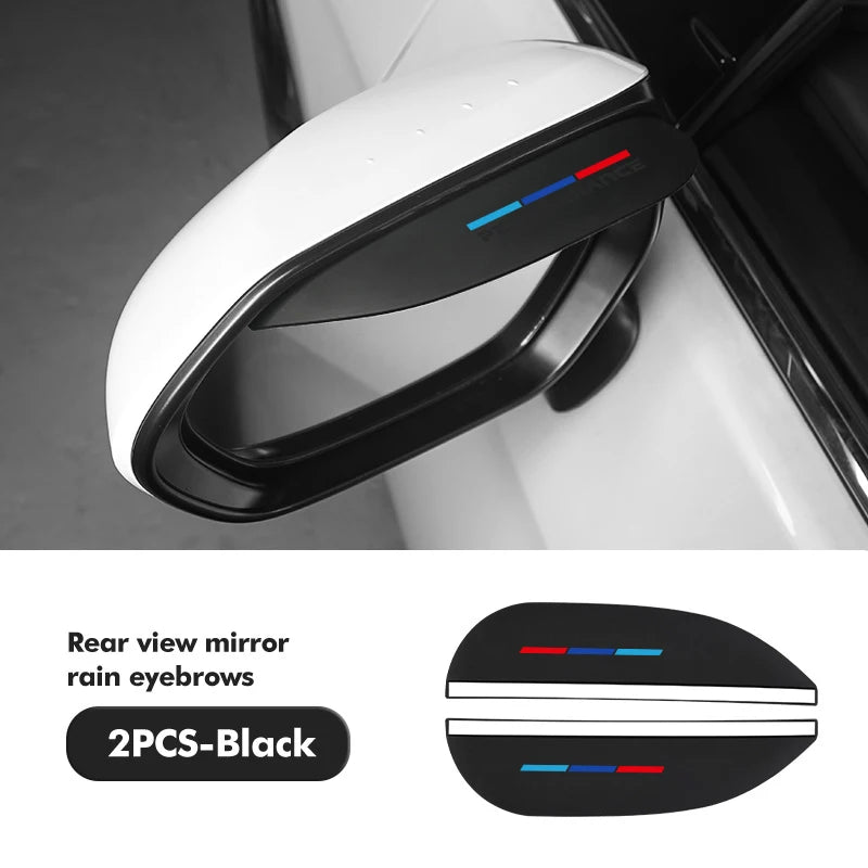 2pcs Car Sun Visor Rearview Mirror Rain Eyebrow Shield Sticker