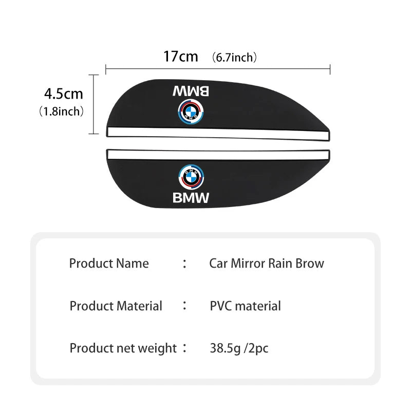 2pcs Car Sun Visor Rearview Mirror Rain Eyebrow Shield Sticker