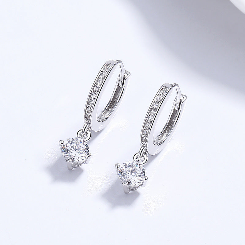 925 Sterling Silver Four-claw Gang Drill Earrings For Women