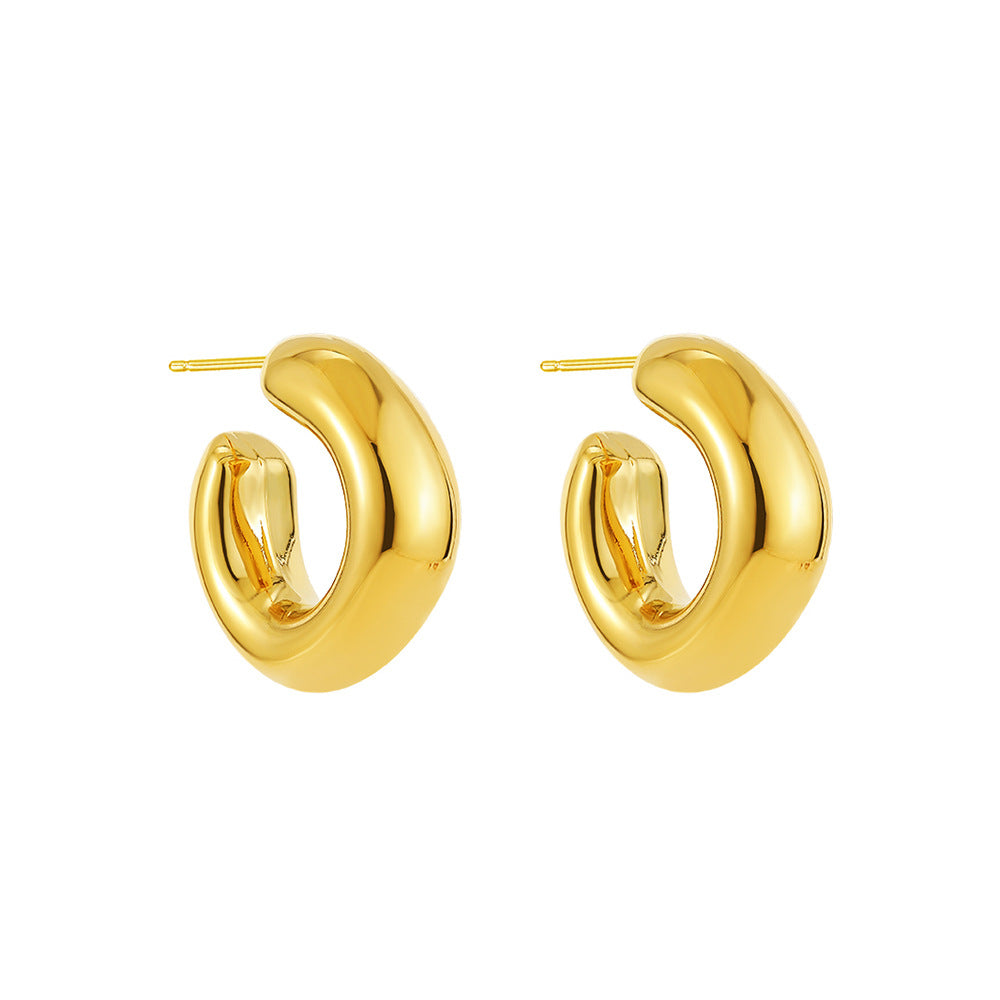 18K Gold-tone Stainless Steel Irregular Niche-design Luxury Earrings