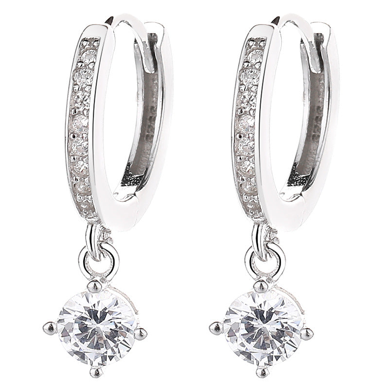 925 Sterling Silver Four-claw Gang Drill Earrings For Women