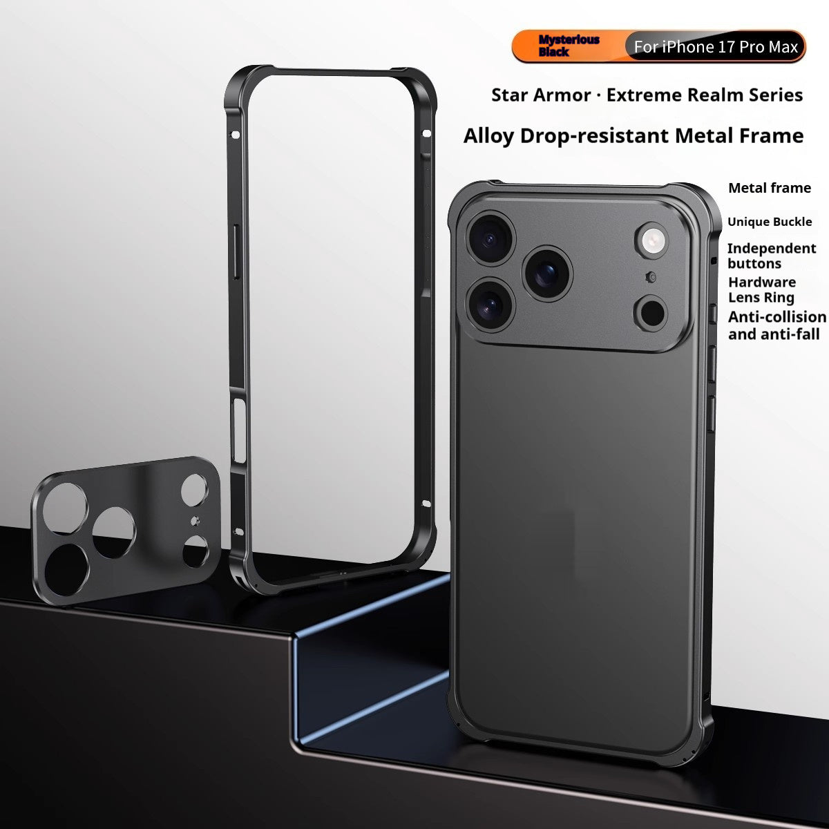 Mobile Phone Case With Seahorse Buckle And Four Corner Anti Drop Metal Frame