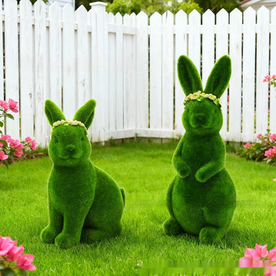 Easter Flocked Rabbit Yard Garden Tabletop Holiday Decor Ornament
